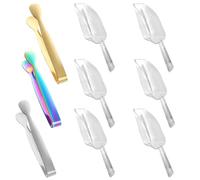 9 Pcs Ice Tongs Ice Scoop, Versatile Mini Tongs for Food and Sugar Tong for Sugar Cubes, Durable Scoops for Food and Small Scoop Suitable for Cafes Parties and Restaurants
