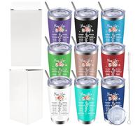 9 Pcs Inspiration Religious Tumbler Gifts with Bible Verse God, Christian Gifts for Women, Christian Birthday Gift for Mom, Her Spiritual Gift, 590 ml Jesus Faith Stainless Steel Tumblers