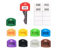 9 Pcs Key Covers,Functional Durable & Easy Identification Colorful Key Covers Caps,Flexible Silicone Cute Square Keys Caps,for House Office Standard Keys Classification Organization.(9 Colors)