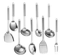 9 Pcs Kitchen Utensils Set, Heavy-Duty Food Grade Stainless Steel Spoon & Spatula Tools, High Temperature Resistant, Odorless, Non-Deformable, and Non-Staining, Quality for 20+ Years of Use