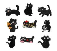 9 Pcs Kitten Embroidered Patches Cartoon Cats Sewing Patches Iron On Applique Sew On for Clothes