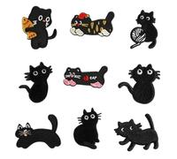 9 Pcs Kitten Embroidered Patches Sew On Patches Cartoon Cats Iron On Applique Animal Sewing
