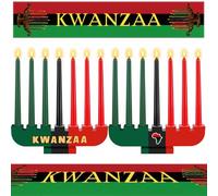 9 Pcs Kwanzaa Kinara Set Kwanzaa Candles Holder 3 Red 3 Green 1 Black Kwanzaa Candle Table Runner for Kwanzaa Celebration Decoration