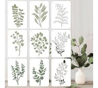 9 Pcs Leaf Stencil Set21 x 14.8 cm Reusable PET Templates for Painting on Wood Fabric Wall Paper DIY Crafts Scrapbooking Home Decor