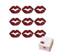 9 Pcs Lips Rhinestone Iron on Applique Kiss Lip Crystal Hotfix Transfer Stickers Red Bling Patch Decals for T-Shirt Clothing Jacket Hat Bag Valentines DIY Decoration Embroidered Art Craft