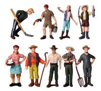 9 Pcs Little Farmer People Figures, Miniature Farm Keeper Figurines Realistic Hand Painted Farmer Collectible Figurines Cake Topper Christmas Gift