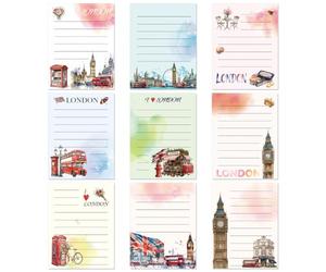 9 Pcs London Souvenirs Gifts Sticky Notes, UK Souvenir Notepads Memo Pads 30 Sheets Each, British Gifts Travel Stationery for Women Students Office School