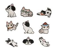 9 Pcs Lovely Animal Repair Patches Iron On Embroidered Patches Cartoon Cats Sew On Decorative Appliques for Clothes Hat