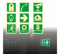 9 PCS Luminous Marine Safety Stickers, PVC Glow-in-the-Dark Boat Safety Labels for Yacht, Ship & Vessel, Adhesive Sign Decals, 5.9" x 5.9"