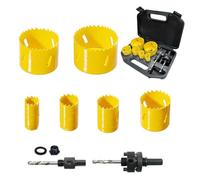 9 pcs M3 Bi-Metal Hole Saw Set, High Speed Steel Hole Saw Kit with 7/8"-2-7/8" (22-73mm) 6 pcs Hole Saw Blades, Boxed with Arbor, Drill Bit, Hex Wrench, Suitable for Metal, Wood, Plastic