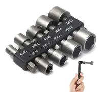 9 Pcs Magnetic Metric Nut Driver Set - 5-13 mm with 1/4 Inch Hex Shank | CR-V Steel, Extended Socket Heads, Visible Size Markings, Organised Holder, For Drills Screwdrivers And Bit Holders
