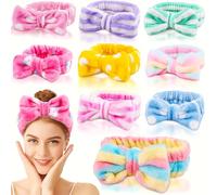 9 Pcs Makeup Headband, Spa Headband, Bow Headbands, Headbands for Washing Face, Makeup, Shower Spa, Microfiber Headband for Girls Women Gift