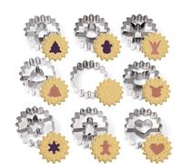 9 Pcs Mini Christmas Cookie Cutters Set,Linzer Cookie Cutters,Stainless Steel Hollow Biscuit Cutters Cookie Moulds for Party Baking DIY Fondant