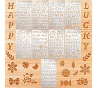 9 Pcs Mixed Metal Small Letter Stencils Wood Burning Stencils for Painting, Alphabet and Number Stencil for Scrapbooking Journal Engraving Stencil for Wood Carving Drawing Engraving Craft DIY