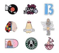 9 Pcs Music Pin Badges, Singer Enamel Pins Lyrics Album Inspired Pin Badges Set, Clothes Hats Jacket Jeans Alloy Lapel Pins Gift for Music Lover Singer Fans