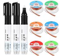 9 Pcs No Clean Soldering Pen and Braided Wick Set 1.5 Meters Length Desoldering Wicks Liquid Solder Flux for Electronics Welding Repair Tabbing Wire Maintenance
