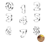 9 Pcs Number Cookie Cutters, Number 0 1 2 3 4 5 6 7 8 Cookie Cutters, Stainless Steel Reusable Baking Tool, for Birthday Homemaking Biscuits, Cookie, Dough