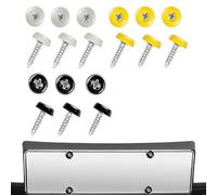 9 Pcs Number Plate Screws,Number Plate Fixings,Durable Plastic&Metal Car License-Plate Bolts Replacement Accessory Oversized Tricolor Numberplate Screw Fixing Set for Automotive(White, Yellow, Black)