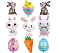 9 Pcs Oversized Easter Foil Helium Balloons for Party Decorations Bunny Rabbit Chick Easter Eggs Balloons