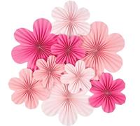 9 Pcs Paper Decorations, Pink Hanging Paper Fans Decoration, Hanging Flowers Backdrop, for Wedding Festival, Baby Showers, Carnival, Birthday Party Decorations
