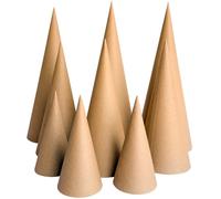 9 Pcs Paper Mache Cones Open Bottom 13.75x5 in, 10x4 in, 5.9x2.75 in, Extra Thick Cardboard Craft Cone for Christmas Gnomes Christmas Tree Decoration DIY Art Crafts, Brown