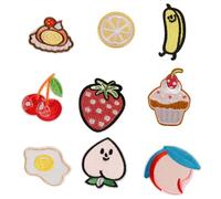 9 Pcs Peach Iron On Patches Applique Patches Cake Repair Fruit Series Embroidered for Bag Decoration