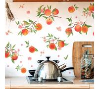 9 Pcs Peaches Wall Stickers, sacinora DIY Peach Fruit Art Wall Decals Removable Vinyl Peel and Stick for Kitchen Dining Restaurant Bar Furniture Refrigerator Home Decor
