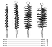 9 Pcs Pipe Cleaning Brush Set Stainless Steel Brushes for Cleaning with 4 Flexible Rods and 1/4 inch Hex Shank Handle for Power Drill Long Clean Brush Set for Automobile Parts Bottles Pipes Valves