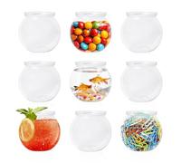 9 Pcs Plastic Fish Bowl, 26 Oz Clear Small Fish Tank, Unbreakable Mini Betta Bowls for Candy, Carnival Games, Halloween, Table Centerpieces, Party Decorations