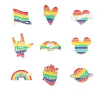 9 PCS Progress Pride Pin Colourful Gay Pride Pin Fashionable Rainbow LGBT Pins for Sweaters Scarves Bandanas Dresses Suits Bags