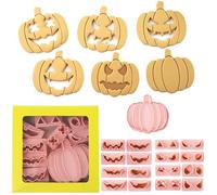 9 PCs Pumpkin Cookie Cutter Set Halloween Biscuit Cutters Plastic Cookie Cutters Cartoon Fun Biscuit Moulds for Party Supplies Decorations Baking