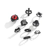9 Pcs Punk Skeleton Skull Ring for Women Men Spider Halloween Rings Set Heart Cross Vintage Knuckle Rings Skull Hand Stackable Finger Rings Midi Rings Joint Rings Y2K Halloween Jewelry