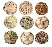 9 Pcs Rabbit Chew Toys - Small Animal Activity Play Chew Grass Balls & Rolling Toys for Bunny Rabbits, Hamster, Guinea Pigs, Chinchilla, Squirrels, Rats, Mice
