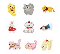 9 Pcs Rabbits Embroidered Patches Cartoon Cats Sewing Iron On Applique Sew On for Jeans