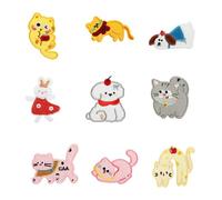 9 Pcs Rabbits Embroidered Patches Cartoon Cats Sewing Patches Iron On Applique Sew On for Jeans