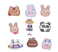 9 Pcs Rabbits Embroidered Patches Cartoon Panda Sewing Patches Iron On Applique Sew On for Bag