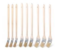 9 Pcs Radiator Paint Brush Set, Long Handle Bristle Paint Brushes 1/2/3 Inch Wooden Handle Paintbrushes for Cutting In Edging Walls Ceilings Furniture Fences Tight Areas