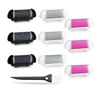 9 Pcs Replacement Roller Refill Heads, Compatible with ShoRan/Ratukall/Essy/Bemece Foot File, for Removing Calluses, Dry Heel Cracks, with Cleaning Brush