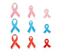 9 Pcs Ribbon Brooches Pink Blue Red Ribbon Brooch Pins Women Charity Accessories Decoration for AIDS Awareness Breast Cancer Prevention Men Women Ribbon Brooch Enamel Pin Set Hope Enamel Pins Jewelry