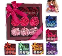 9 Pcs Rose Floral Scented Bath Soap,Plant Essential Oil Rose Soap Rose Flower Petals Shaped Soaps Best Gift for Her Women Mother’S Day Anniversary/Wedding,Soaps Flower Gift for Mother'S Day (A)