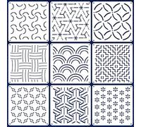 9 Pcs Sashiko Patterns Template 5.1x 5.1 Inch Plastic Sashiko Stencil Geometric Embroidery Pattern for Sewing and Hand Quilting