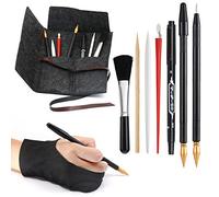 9 Pcs Scratch Art Tools, Scratching Drawing Tools Set for Adults & Kids Painting Paper : Artist Glove, Tools Bag, Scratch Coloring Pens, Plastic and Wooden Stylus, Scraper, Repair Pen, Clean Brush
