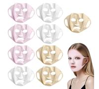 9 Pcs Silicone Mask, 3D Hanging Ear Reusable Silicone Face Mask, Silicones Face Patches for Prevent Evaporation Falling Skincare Beauty Spa (Transparent Foil Gold Pink)