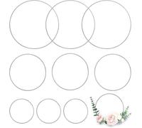 9 Pcs Silver Metal Hoops, 3 Sizes Metal Floral Hoops, Macrame Metal Rings, Wedding Wreath and Wall Hanging Crafts, for Dream Catchers Festival Wreaths Macrame DIY Arts and Crafts Projects 10 15 20 cm