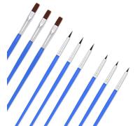 9 Pcs Small Fine Detail Paint Brush Set Thin Flat Acrylic Fine Tip Miniature Detail Tiny Paintbrushes Kit for Art Painting Watercolor Oil Model Face Nail Scale Line Drawing Blue