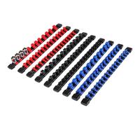 9 Pcs Socket Organizers, Socket Storage Rails, 1/4 in × 16, 3/8 in × 15 and 1/2 in × 12 Clips, Plastic Socket Holders, Multifunctional Drive Socket Trays, Socket Racks for Organized Workshops