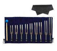 9 Pcs Solfeggio Tuning Fork Set for Sound Therapy, Aluminum Tuning Forks with Mallet, Storage Pouch and Cleaning Cloth for Sound Vibration Practice