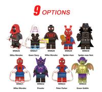 9 Pcs Spider-Man Into the Spider-Vers Mini Action Figure Assembling Building Block Model Toys Kids Fans Gift Minifigures Tabletop Collection