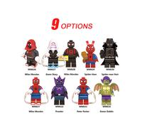 9 Pcs Spider-Man Into the Spider-Vers Mini Action Figure Assembling Building Block Model Toys Kids Fans Gift Minifigures Tabletop Collection
