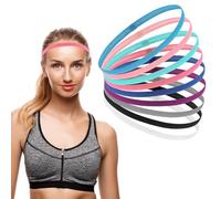 9 Pcs Sports Headband Elastic Thin Headbands Non Slip Headpiece Stretchy Hair Kerchief Hair Ties Skinny Hair Band Accessories Multicolor Stitching Hairband for Sports Athletic Yoga